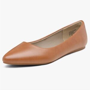 Almond Toe Flats – Cognac, Size 7